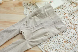 Détail collant thermique côtelé avoine, leggings gainants taille haute en coton