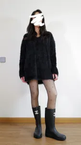 Black heart jacquard sheer tights for women, fleece-lined warm winter pantyhose leg wear.