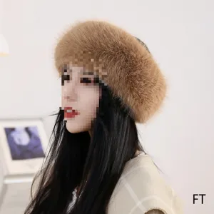 Vrouwen Winter Imitatie Vossenbont Hoed Verdikte Pluche Warme Muts Effen Kleur Zacht Pluizig Hoofdband Koud Weer Hoofdtooi