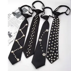 Cravatta JK in Perle Fatta a Mano Senza Nodo Accessorio Camicia Donna Uomo Fotografia Accademica Spettacolo