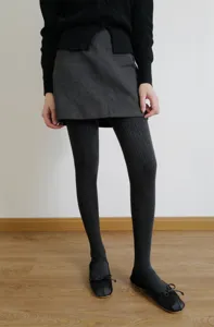 Dark grey textured tights, vintage winter hosiery for women, slim fit base leggings.