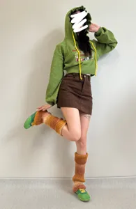 Autumn winter color block gradient leg warmers knitted soft wool cozy boot cuffs