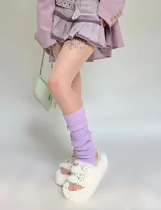 Cozy knit slouch socks for women, stylish thermal leg warmers for autumn and winter daily wear.