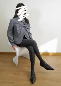 Collant a coste vita alta da donna calze spesse invernali opache alla moda nuova