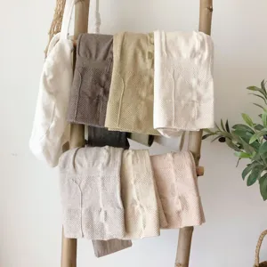 Collants tricotés côtelés à taille haute pour femmes, leggings unicolores automne hiver.
