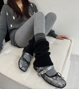 Gray polka dot fleece lined tights detail, thick warm winter hosiery for women daily wear.