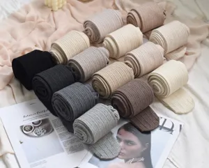 Medias de punto gruesas de invierno para mujer leggings cálidos crema pantys suaves