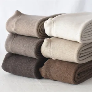 Winter fleece lined thick tights warm vertical striped oatmeal white coffee color basic leggings