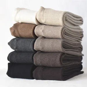 Winter thick fleece lined thermal leggings for women warm stirrup tights solid color pants