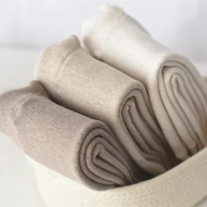 Autumn winter fleece lined thermal tights thick warm oatmeal brown casual leggings socks