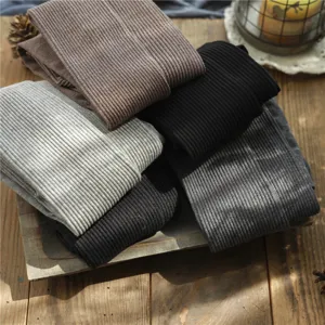 Women thick ribbed tights winter warm compression pantyhose soft cotton casual solid color