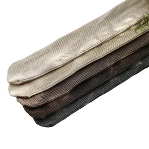 Women's thick vertical striped ribbed tights pantyhose in neutral oatmeal and brown colors.