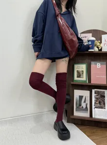 Stylish over-the-knee stackable long socks for women, comfortable daily wear detail view.