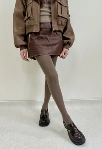 Collants thermiques d'hiver doublés de polaire pour femmes, collants marron chauds.