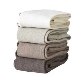 Medias de algodón gruesas con forro polar para mujer, leggings neutros de invierno.