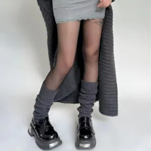 Autumn winter thick knit leg warmers grey slouch socks warm boot cuffs fashion apparel