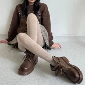 Collant Chaud en Laine Beige Variante, Doux Élastique Hiver Collants pour Mode Quotidienne