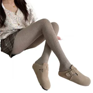 Women's autumn winter thick warm ribbed tights pantyhose fleece lined thermal socks main