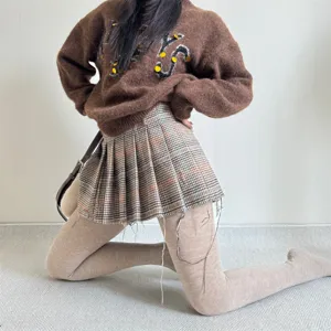 Collants thermiques chauds et doublés pour femmes en hiver, bas collants élastiques.