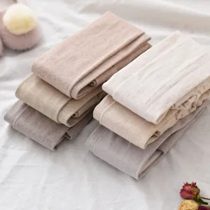 Cozy autumn winter vertical striped cotton leggings oatmeal high waisted cropped pantyhose