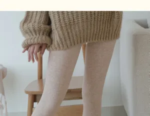 Thick thermal fleece lined tights for women winter warm soft knitted leggings cozy trouser