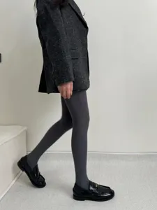 Retro knit women tights Japanese style cable gray pantyhose autumn winter warm hosiery