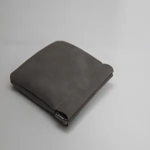 Grey leather spring pouch earphone cable organizer mini storage bag portable coin purse