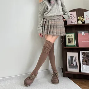Autumn winter lazy style over-the-knee long socks, cozy knitted fabric, versatile slim leg warmers.