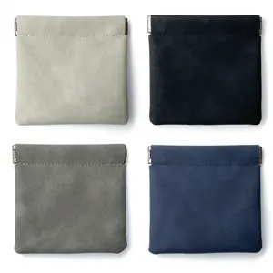 PU leather spring squeeze pouch mini earphone cable storage bag multi-color portable organizer