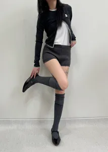 Women over knee long socks autumn winter slouchy ribbed knit thigh high socks fashion