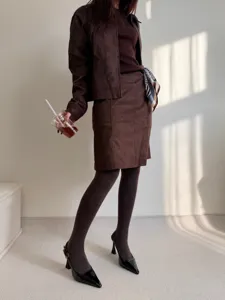 Winter thermische gefütterte Strumpfhose Damen dick warm einfarbig Fußstrumpfhose Detail