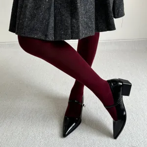 Collant polaire femme hiver chaud opaque collants thermiques epais bordeaux bordeaux