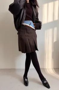Dicke gefütterte Damen Strumpfhose für den Winter, warme blickdichte Feinstrumpfhose.