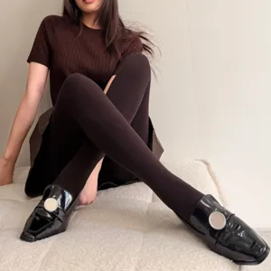 Blickdichte Damen Winter Thermostrumpfhose gefüttert, warme dicke Leggings Detailansicht.