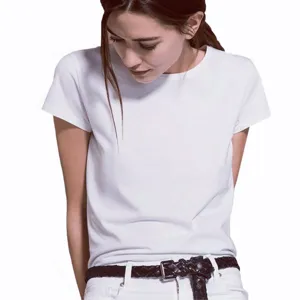 Detailed view of the soft white short sleeve t-shirt, clean fabric texture and casual fit.