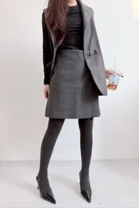 Medias térmicas cálidas forradas de forro polar para mujer invierno gris oscuro
