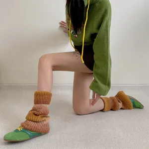 Gradient knit leg warmers for women winter cozy slouch socks fashionable style new
