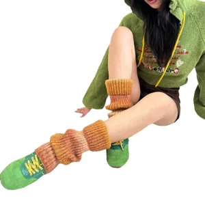 Gradient knit leg warmers autumn winter warm slouch socks women fashion calf covers