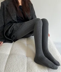 Collant en tricot cable femme hiver epais chaud leggings pieds cotes usage quotidien