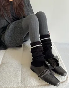 Leggings amincissants automne hiver avec jambières en tricot élégant rétro confortable coton.