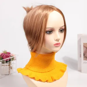 Damen Herbst Winter Strick falscher Kragen Rollkragen warmer Nackenschutz mit Rüschen.