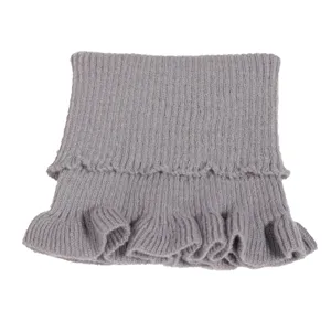 Grauer Strick-Kragen für Damen, dicker warmer Rollkragen-Nackenschwärmer mit Rüschen.