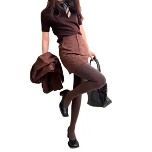 Medias térmicas de invierno para mujer con forro polar leggings marrones cálidos y ajustados