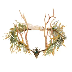 Diadema cuernos de ciervo Halloween corona de elfo rama guirlanda floral accesorio foto