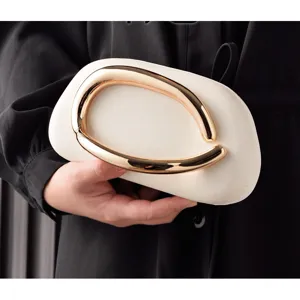 Vintage PU Leather Round Box Evening Bag Women Luxury Designer Metal Handle Clutch Purse Fashion Party Crossbody Handbag