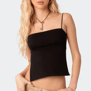 Einfarbiges, sexy rückenfreies Spaghettiträger-Top für Damen, modisches Sommer-Freizeitoberteil.
