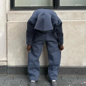Heavyweight oversized hoodie and sweatpants set, casual solid color streetwear fashion suit.