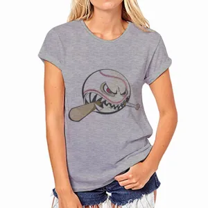 Vrouwen Grijs Korte Mouw T-Shirt Casual Ronde Hals Honkbal Grafisch Ademend Top Mooi