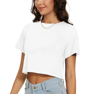 Dames witte korte sport t-shirt casual losse fitness crop top voor yoga training
