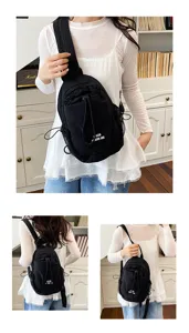 Multi-functional black mini backpack for women, convertible sling and shoulder daypack stylish.